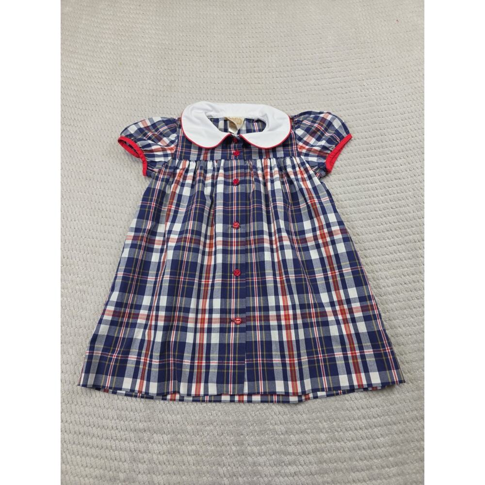 Beaufort Bonnet Company Dress Babygirls 3T Smocked Blue Plaid Collared